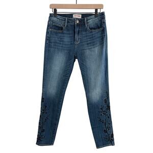 Driftwood Jackie Embroidered Floral Slim Fit Jeans Women Size 28